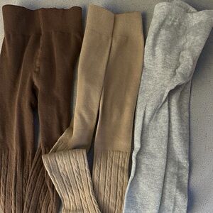 Kids' Cozy Knit Tights / Stockings - Brown, Tan, and Gray